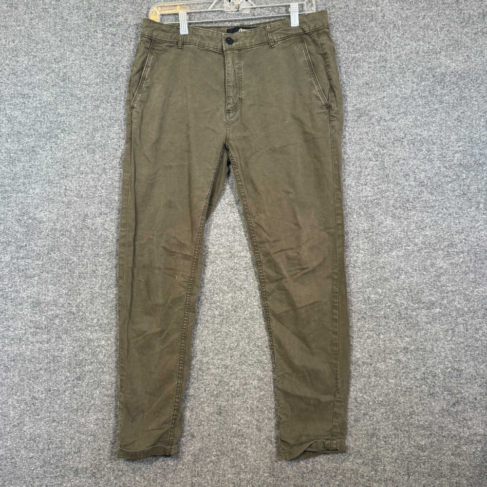 Dnwr Zara Pants Mens 32x30 Army Green Slim Fit Cotton Blend Stretch Casual